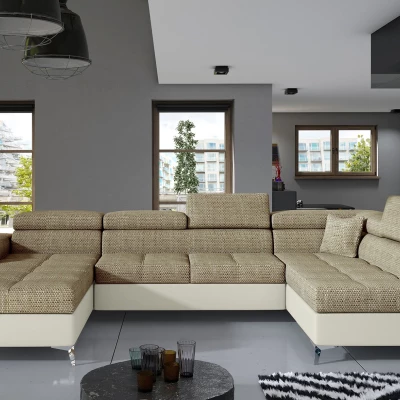 U-förmige Sofagarnitur MARIS – Dunkelbeige/Beige, rechte Ausführung
