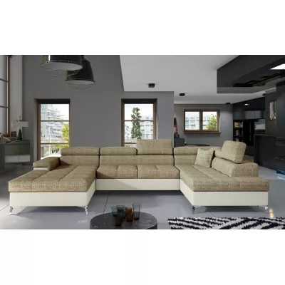 U-förmige Sofagarnitur MARIS – Dunkelbeige/Beige, rechte Ausführung