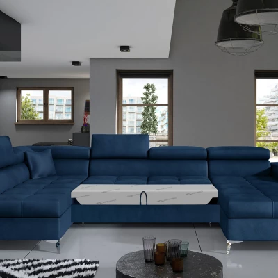 U-förmiges Sofa MARIS – blau, linke Ausführung