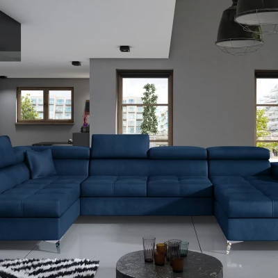 U-förmiges Sofa MARIS – blau, linke Ausführung