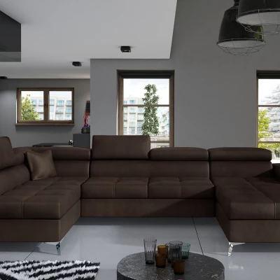U-förmiges Sofa MARIS – dunkelbraun, linke Ausführung