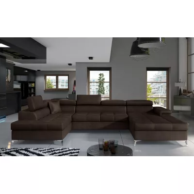 U-förmiges Sofa MARIS – dunkelbraun, linke Ausführung