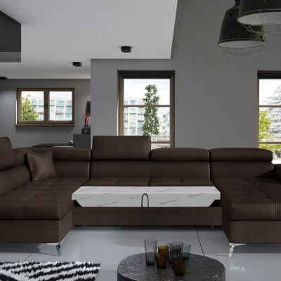 U-förmiges Sofa MARIS – dunkelbraun, linke Ausführung