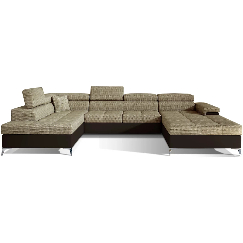 U-förmiges Sofa MARIS – dunkelbeige/braun, linke Ausführung