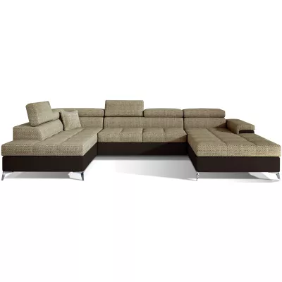 U-förmiges Sofa MARIS – dunkelbeige/braun, linke Ausführung