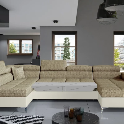 U-förmiges Sofa MARIS – Dunkelbeige/Beige, linke Ausführung