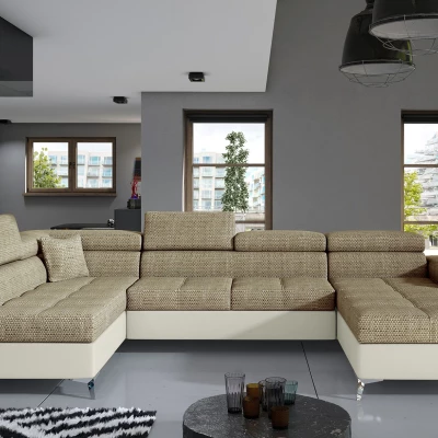 U-förmiges Sofa MARIS – Dunkelbeige/Beige, linke Ausführung