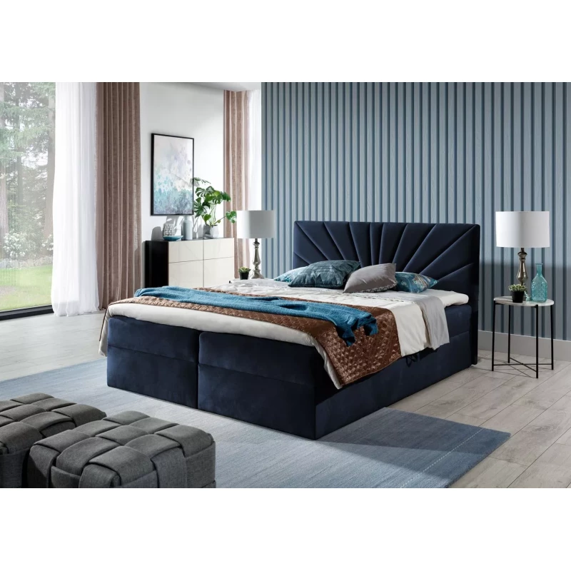 Bettgestell 120x220 IVANA 4 - Dunkelblau + GRATIS Matratzenauflage