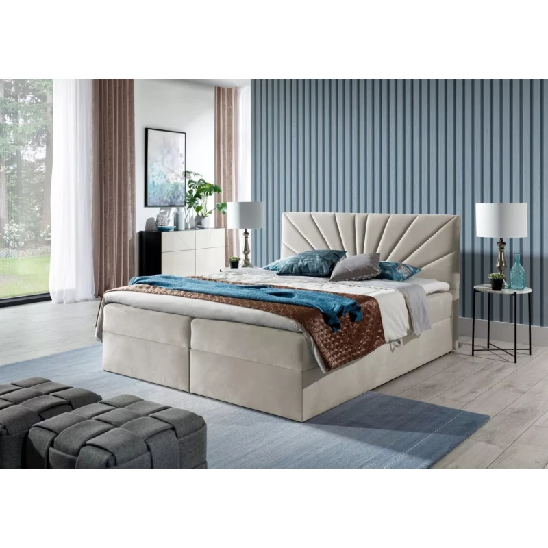 Kontinentales Bett 120x220 IVANA 4 - beige + GRATIS Matratzenauflage