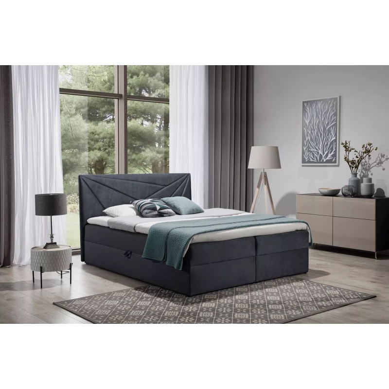 Boxspringbett 120x220 IVANA 5 - Dunkelgrau + GRATIS Matratzenauflage