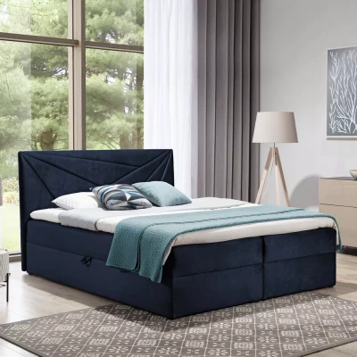Boxspringbett 120x220 IVANA 5 - Dunkelblau + GRATIS Matratzenauflage
