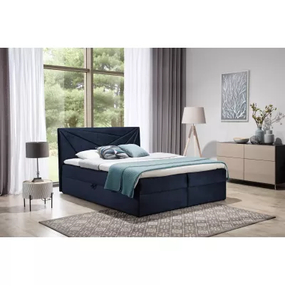 Boxspringbett 120x220 IVANA 5 - Dunkelblau + GRATIS Matratzenauflage