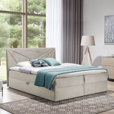 Boxspringbett 120x220 IVANA 5 - Beige + GRATIS Matratzenauflage