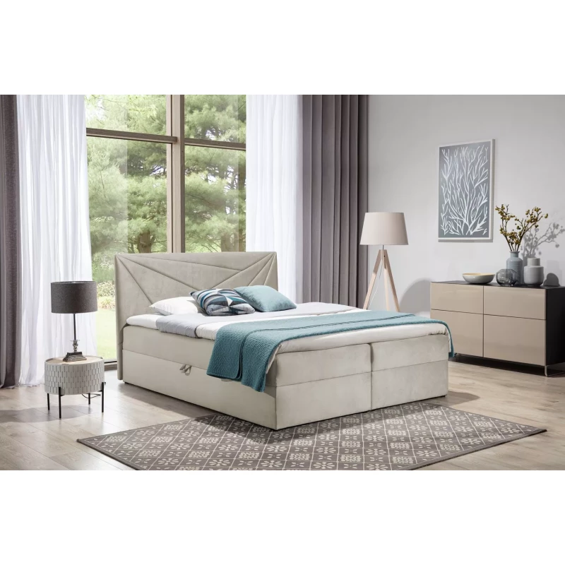 Boxspringbett 120x220 IVANA 5 - Beige + GRATIS Matratzenauflage