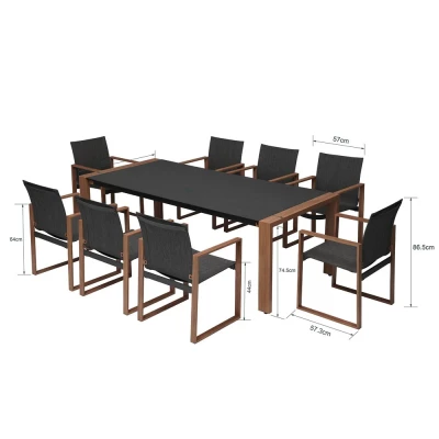 ZENTO Garten-Essgruppe – Anthrazit/Braun