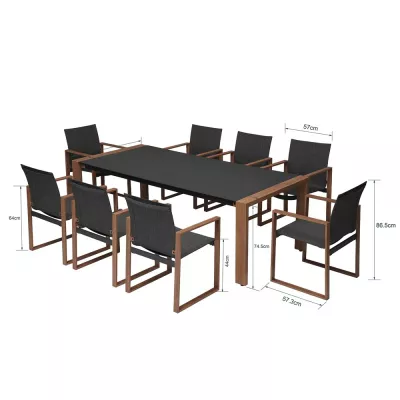 ZENTO Garten-Essgruppe – Anthrazit/Braun