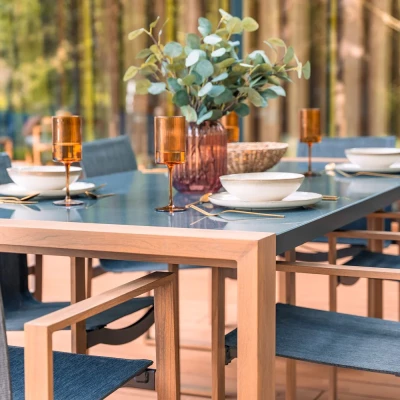 ZENTO Garten-Essgruppe – Anthrazit/Braun