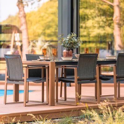 ZENTO Garten-Essgruppe – Anthrazit/Braun
