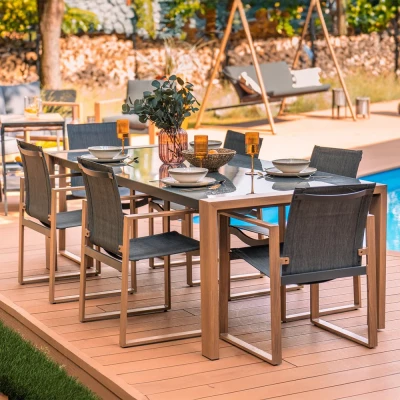 ZENTO Garten-Essgruppe – Anthrazit/Braun