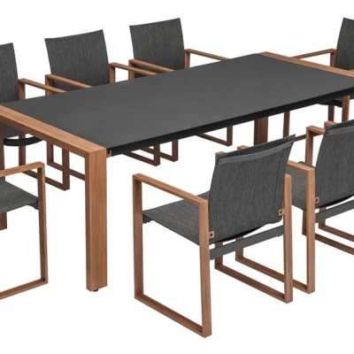 ZENTO Garten-Essgruppe – Anthrazit/Braun