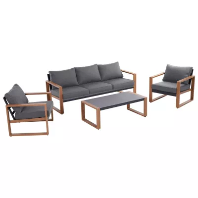Gartenmöbelset ZENTO – Anthrazit/Braun