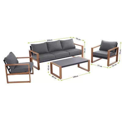 Gartenmöbelset ZENTO – Anthrazit/Braun
