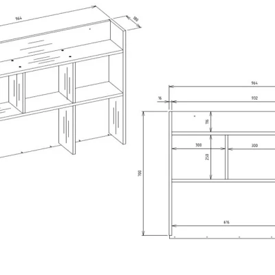 Schreibtisch mit Auszug und Schubladen TRISTON – weiß, rechts