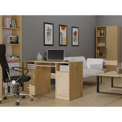 PC-Schreibtisch mit Schubladen und Schrank BELLUNO – Eiche, handgefertigt