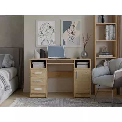 PC-Schreibtisch mit Schubladen und Schrank BELLUNO – Eiche, handgefertigt