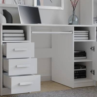 PC-Schreibtisch mit Schubladen und Schrank BELLUNO - weiß