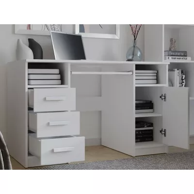 PC-Schreibtisch mit Schubladen und Schrank BELLUNO - weiß