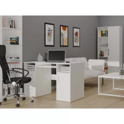PC-Schreibtisch mit Schubladen und Schrank BELLUNO - weiß