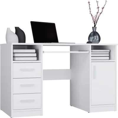 PC-Schreibtisch mit Schubladen und Schrank BELLUNO - weiß