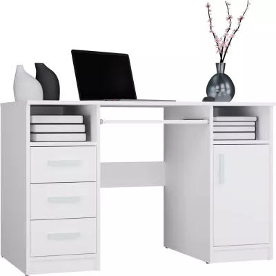 PC-Schreibtisch mit Schubladen und Schrank BELLUNO - weiß
