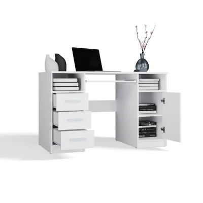 PC-Schreibtisch mit Schubladen und Schrank BELLUNO - weiß