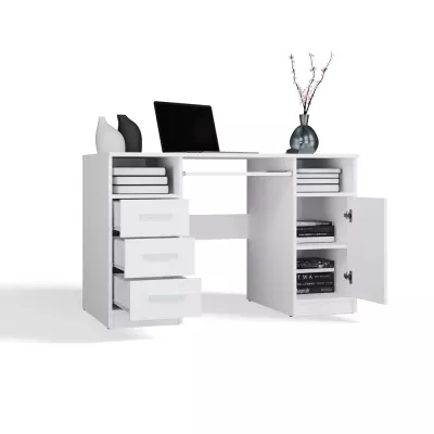 PC-Schreibtisch mit Schubladen und Schrank BELLUNO - weiß