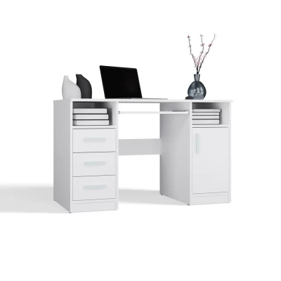 PC-Schreibtisch mit Schubladen und Schrank BELLUNO - weiß