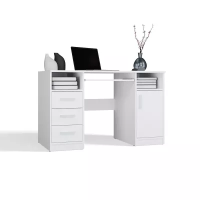 PC-Schreibtisch mit Schubladen und Schrank BELLUNO - weiß