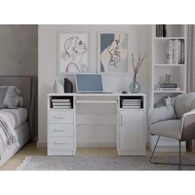 PC-Schreibtisch mit Schubladen und Schrank BELLUNO - weiß