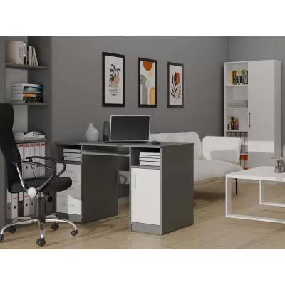 PC-Schreibtisch mit Schubladen und Schrank BELLUNO – Anthrazit/Weiß
