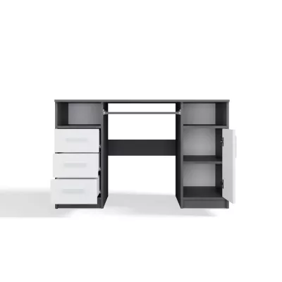 PC-Schreibtisch mit Schubladen und Schrank BELLUNO – Anthrazit/Weiß