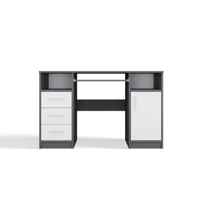 PC-Schreibtisch mit Schubladen und Schrank BELLUNO – Anthrazit/Weiß