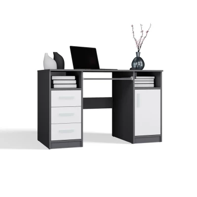 PC-Schreibtisch mit Schubladen und Schrank BELLUNO – Anthrazit/Weiß