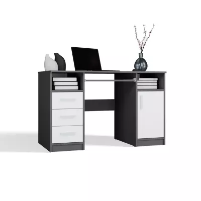 PC-Schreibtisch mit Schubladen und Schrank BELLUNO – Anthrazit/Weiß
