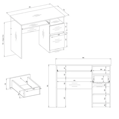 Schreibtisch mit Schublade und Schrank OZARK – Eiche handwerklich / Weiß, authentische Oberfläche