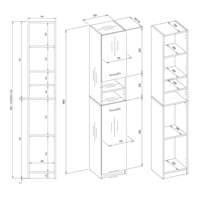 Schmaler Badezimmerschrank JANNO - Kaschmir