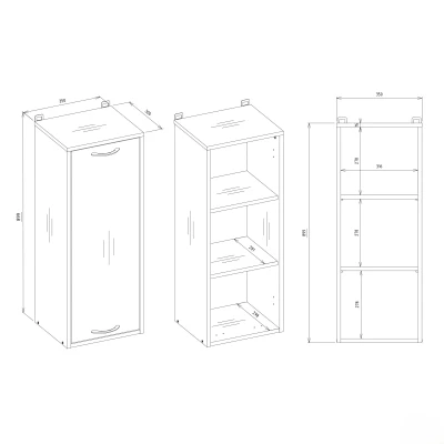 Schmaler Schmaler Badschrank LUCENZA - weiß
