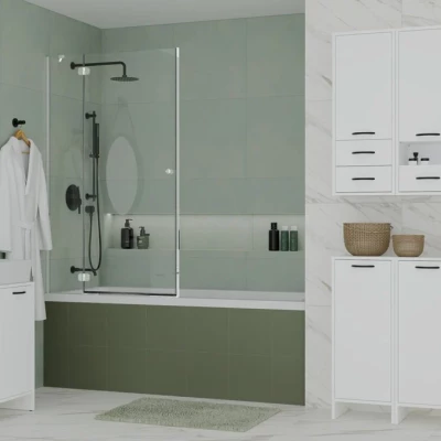 Badezimmerschrank mit Wäschekorb LUCENZA - weiß