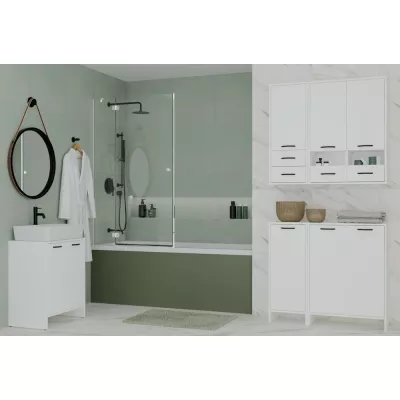 Badezimmerschrank mit Wäschekorb LUCENZA - weiß