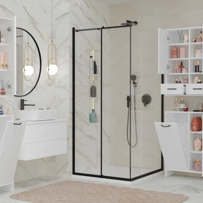 Badezimmerschrank mit Wäschekorb LUCENZA - weiß